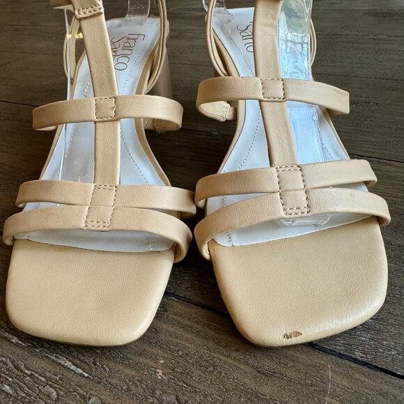 Franco Sarto Women's Laina Beige Strappy Sandals Size 6 Block Heel Ankle Strap - Picture 3 of 16